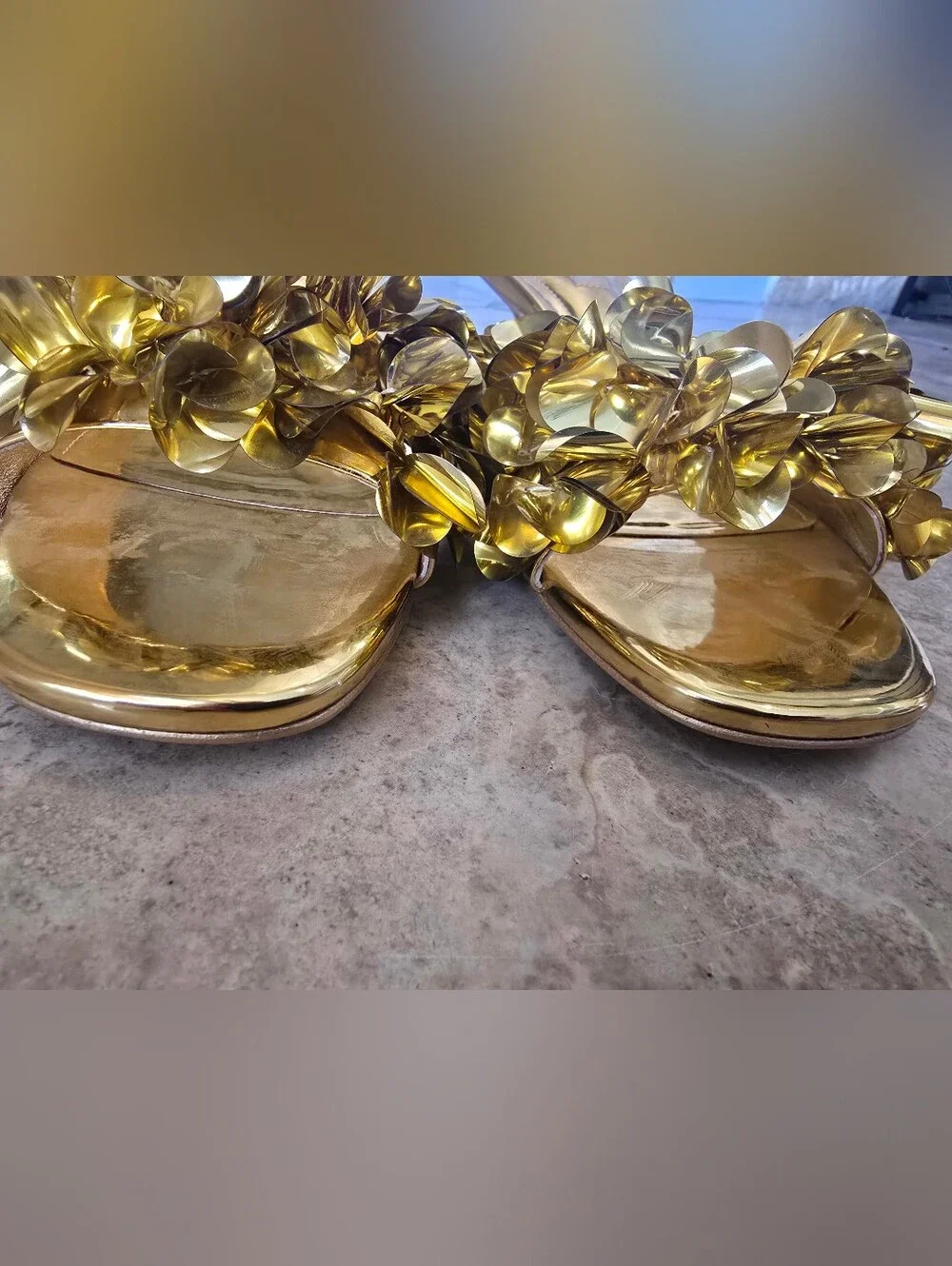 NWOB Larroude Greta Disco Mules Gold Size 9